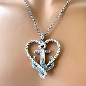 Brighton Seas The Day Anchor Heart Necklace.  Reversible silver plated.NWT